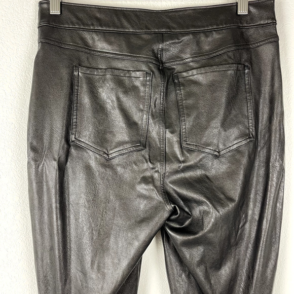 Spanx Leather-Like Ankle Skinny Pant Womens Large Brown Stretch Pull On Cropped - Picture 6 of 14